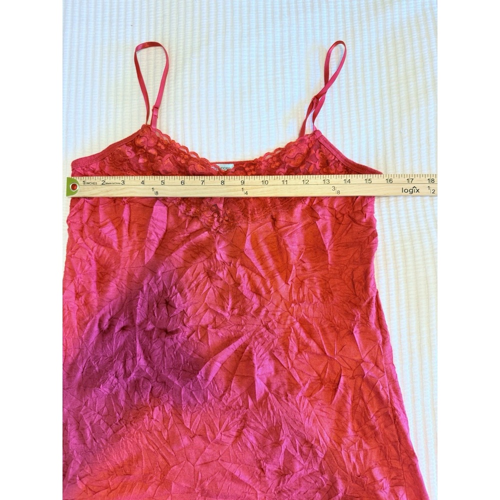 Maurices Womens Lace Trim Tank Top Crinkle Cami Textured Red Size L Y2K Fairy - Picture 7 of 9